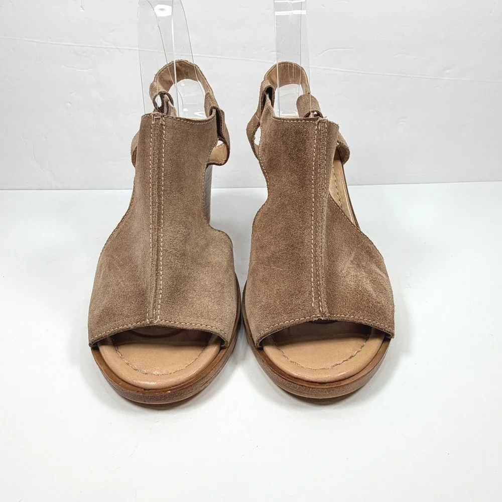 Sophia Milano Womens 40 Wedge Sandals Brown Suede Leather Made In Italy Chic